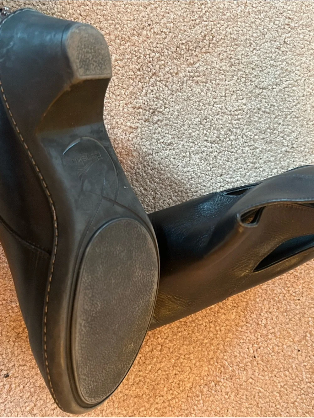 Dansko Black Leather Cutout Booties